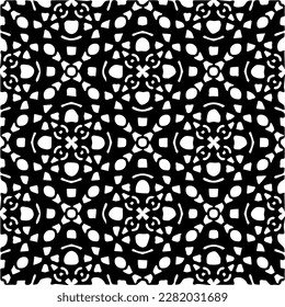 Background with abstract shapes. Black and white texture. Seamless monochrome repeating pattern for web page, textures, card, poster, fabric, textile.