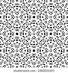 Fondo con formas abstractas. Textura en blanco y negro. Patrón de repetición monocromo sin inconvenientes para páginas web, texturas, tarjeta, afiche, tela, textil.