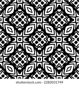 Hintergrund mit abstrakten Formen. Schwarz-Weiß-Textur. Nahtlose monochrome Wiederholung Muster für Webseiten, Texturen, Karten, Poster, Gewebe, Textilien.
