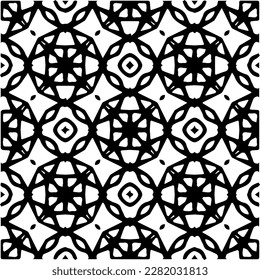 Background with abstract shapes. Black and white texture. Seamless monochrome repeating pattern for web page, textures, card, poster, fabric, textile.