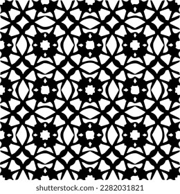 Background with abstract shapes. Black and white texture. Seamless monochrome repeating pattern for web page, textures, card, poster, fabric, textile.