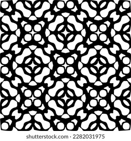 Background with abstract shapes. Black and white texture. Seamless monochrome repeating pattern for web page, textures, card, poster, fabric, textile.