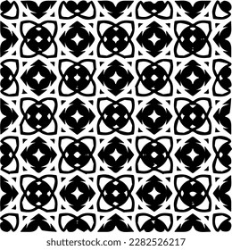 Fondo con formas abstractas. Textura en blanco y negro. Patrón de repetición monocromático sin inconvenientes para la decoración, la tela, la tela.
