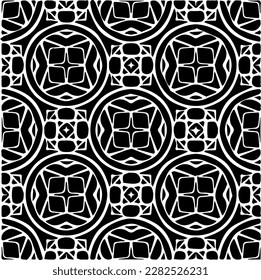 Background with abstract shapes. Black and white texture. Seamless monochrome repeating pattern  for decor, fabric, cloth.