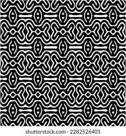 Hintergrund mit abstrakten Formen. Schwarz-Weiß-Textur. Nahtlose, monochrome Wiederholung für Dekoration, Stoff, Stoff.