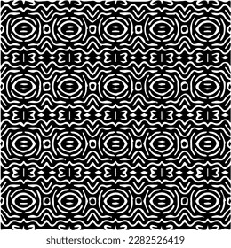 Background with abstract shapes. Black and white texture. Seamless monochrome repeating pattern  for decor, fabric, cloth.