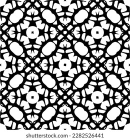 Background with abstract shapes. Black and white texture. Seamless monochrome repeating pattern  for decor, fabric, cloth.