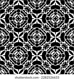 Fondo con formas abstractas. Textura en blanco y negro. Patrón de repetición monocromático sin inconvenientes para la decoración, la tela, la tela.