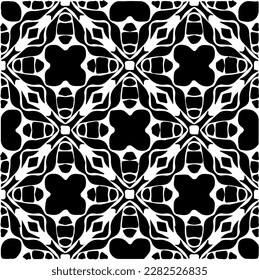 Background with abstract shapes. Black and white texture. Seamless monochrome repeating pattern  for decor, fabric, cloth.