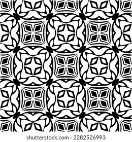 Background with abstract shapes. Black and white texture. Seamless monochrome repeating pattern  for decor, fabric, cloth.