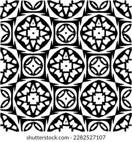Background with abstract shapes. Black and white texture. Seamless monochrome repeating pattern  for decor, fabric, cloth.