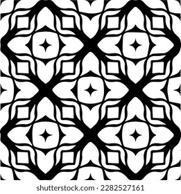 Fondo con formas abstractas. Textura en blanco y negro. Patrón de repetición monocromo sin inconvenientes para páginas web, texturas, tarjeta, afiche, tela, textil.