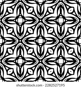 Hintergrund mit abstrakten Formen. Schwarz-Weiß-Textur. Nahtlose monochrome Wiederholung Muster für Webseiten, Texturen, Karten, Poster, Gewebe, Textilien.
