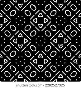 Background with abstract shapes. Black and white texture. Seamless monochrome repeating pattern for web page, textures, card, poster, fabric, textile.