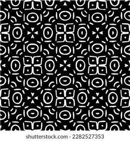 Fondo con formas abstractas. Textura en blanco y negro. Patrón de repetición monocromo sin inconvenientes para páginas web, texturas, tarjeta, afiche, tela, textil.
