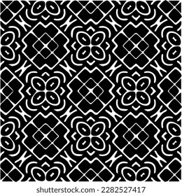 Fondo con formas abstractas. Textura en blanco y negro. Patrón de repetición monocromo sin inconvenientes para páginas web, texturas, tarjeta, afiche, tela, textil.