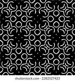 Background with abstract shapes. Black and white texture. Seamless monochrome repeating pattern for web page, textures, card, poster, fabric, textile.