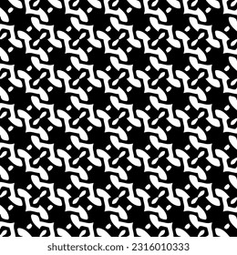  Background with abstract shapes. Black and white texture. Seamless monochrome repeating pattern  for decor, fabric, cloth. 