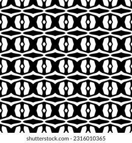  Hintergrund mit abstrakten Formen. Schwarz-Weiß-Textur. Nahtlose, monochrome Wiederholung für Dekoration, Stoff, Stoff. 