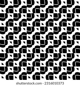  Background with abstract shapes. Black and white texture. Seamless monochrome repeating pattern  for decor, fabric, cloth. 
