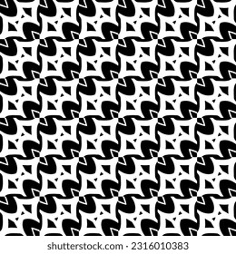  Hintergrund mit abstrakten Formen. Schwarz-Weiß-Textur. Nahtlose, monochrome Wiederholung für Dekoration, Stoff, Stoff. 