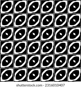  Background with abstract shapes. Black and white texture. Seamless monochrome repeating pattern  for decor, fabric, cloth. 