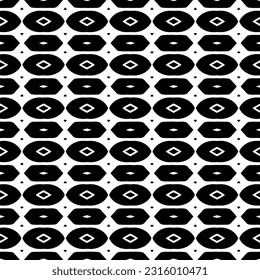  Background with abstract shapes. Black and white texture. Seamless monochrome repeating pattern  for decor, fabric, cloth. 
