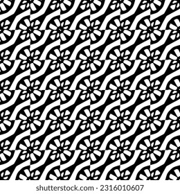  Background with abstract shapes. Black and white texture. Seamless monochrome repeating pattern  for decor, fabric, cloth. 