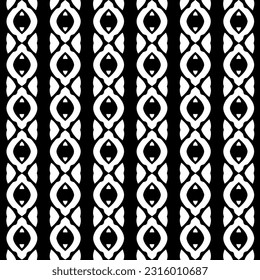  Hintergrund mit abstrakten Formen. Schwarz-Weiß-Textur. Nahtlose, monochrome Wiederholung für Dekoration, Stoff, Stoff. 