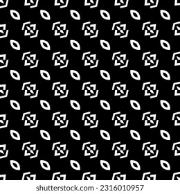  Hintergrund mit abstrakten Formen. Schwarz-Weiß-Textur. Nahtlose, monochrome Wiederholung für Dekoration, Stoff, Stoff. 