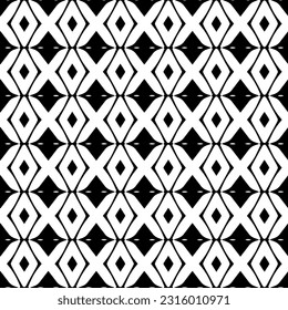  Background with abstract shapes. Black and white texture. Seamless monochrome repeating pattern  for decor, fabric, cloth. 