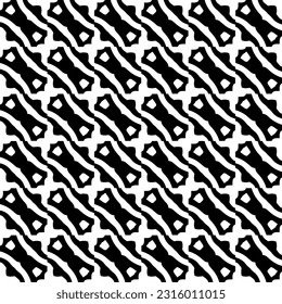  Background with abstract shapes. Black and white texture. Seamless monochrome repeating pattern  for decor, fabric, cloth. 