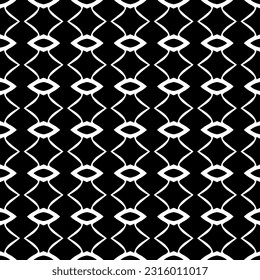  Background with abstract shapes. Black and white texture. Seamless monochrome repeating pattern  for decor, fabric, cloth. 