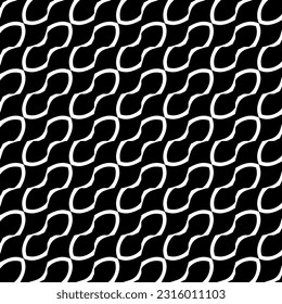  Hintergrund mit abstrakten Formen. Schwarz-Weiß-Textur. Nahtlose, monochrome Wiederholung für Dekoration, Stoff, Stoff. 