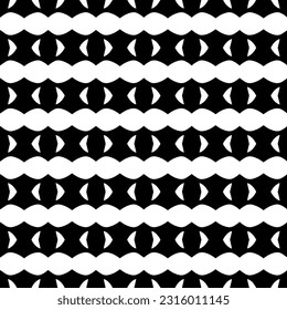  Background with abstract shapes. Black and white texture. Seamless monochrome repeating pattern  for decor, fabric, cloth. 