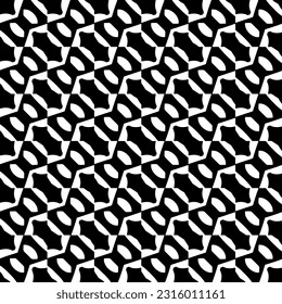  Background with abstract shapes. Black and white texture. Seamless monochrome repeating pattern  for decor, fabric, cloth. 