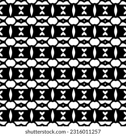  Hintergrund mit abstrakten Formen. Schwarz-Weiß-Textur. Nahtlose, monochrome Wiederholung für Dekoration, Stoff, Stoff. 