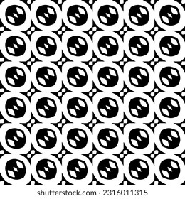  Background with abstract shapes. Black and white texture. Seamless monochrome repeating pattern  for decor, fabric, cloth. 
