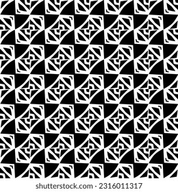  Background with abstract shapes. Black and white texture. Seamless monochrome repeating pattern  for decor, fabric, cloth. 