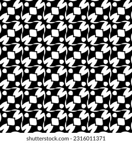  Background with abstract shapes. Black and white texture. Seamless monochrome repeating pattern  for decor, fabric, cloth. 