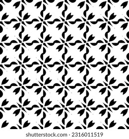  Background with abstract shapes. Black and white texture. Seamless monochrome repeating pattern  for decor, fabric, cloth. 