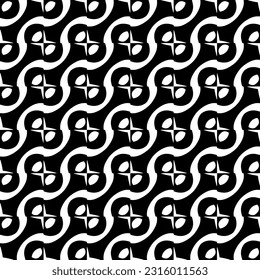  Hintergrund mit abstrakten Formen. Schwarz-Weiß-Textur. Nahtlose, monochrome Wiederholung für Dekoration, Stoff, Stoff. 