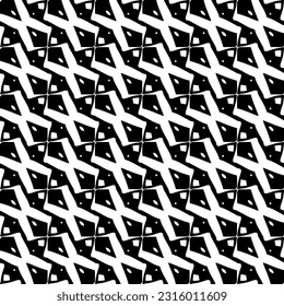  Background with abstract shapes. Black and white texture. Seamless monochrome repeating pattern  for decor, fabric, cloth. 