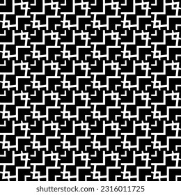  Background with abstract shapes. Black and white texture. Seamless monochrome repeating pattern  for decor, fabric, cloth. 
