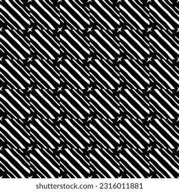  Hintergrund mit abstrakten Formen. Schwarz-Weiß-Textur. Nahtlose, monochrome Wiederholung für Dekoration, Stoff, Stoff. 
