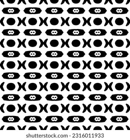 Background with abstract shapes. Black and white texture. Seamless monochrome repeating pattern  for decor, fabric, cloth. 