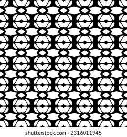  Background with abstract shapes. Black and white texture. Seamless monochrome repeating pattern  for decor, fabric, cloth. 