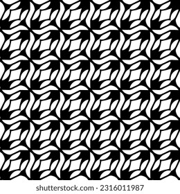  Fondo con formas abstractas. Textura en blanco y negro. Patrón de repetición monocromático sin inconvenientes para la decoración, la tela, la tela. 