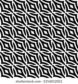  Hintergrund mit abstrakten Formen. Schwarz-Weiß-Textur. Nahtlose, monochrome Wiederholung für Dekoration, Stoff, Stoff. 