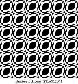  Hintergrund mit abstrakten Formen. Schwarz-Weiß-Textur. Nahtlose, monochrome Wiederholung für Dekoration, Stoff, Stoff. 